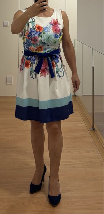 Vestido florido, tam. S, como novo