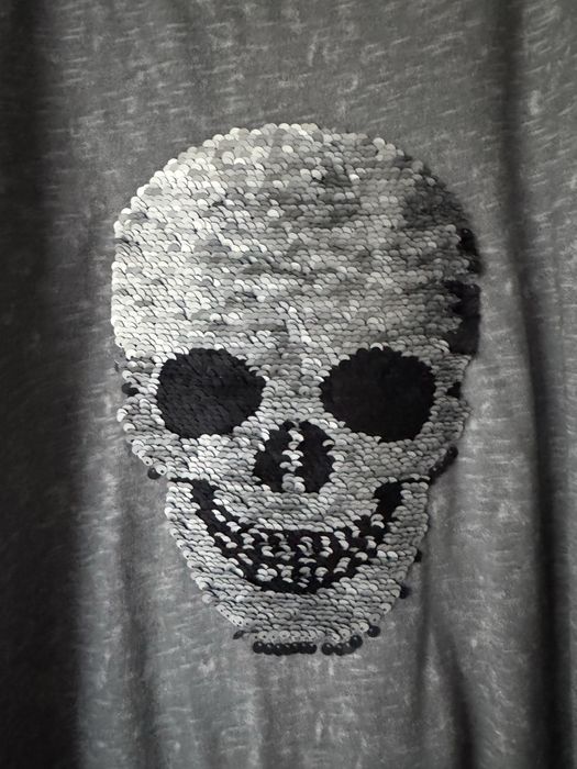 T-shirt cekiny - czaszka_ZARA_164