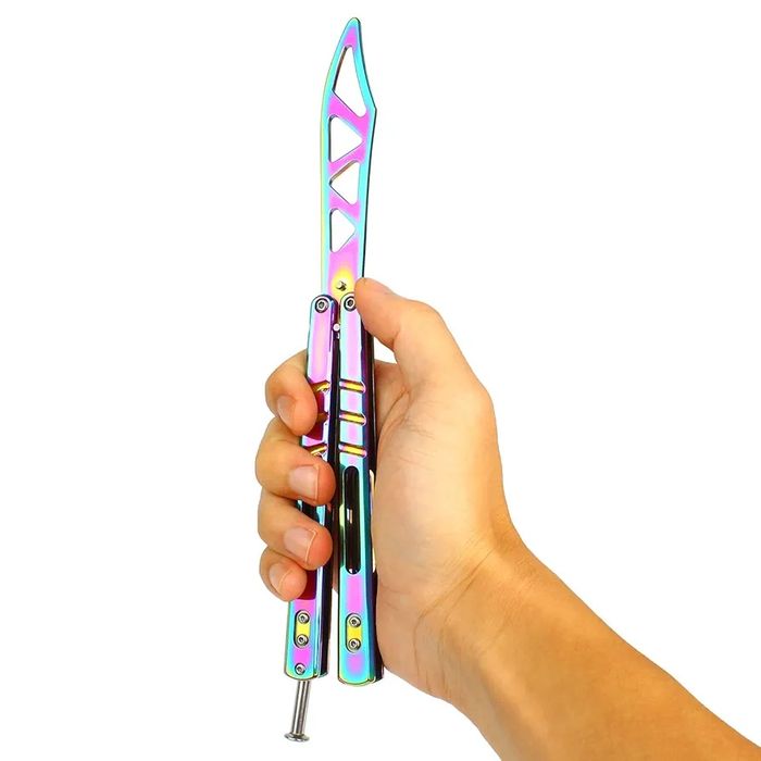 Nóż treningowy Rainbow tępy nóż motylkowy