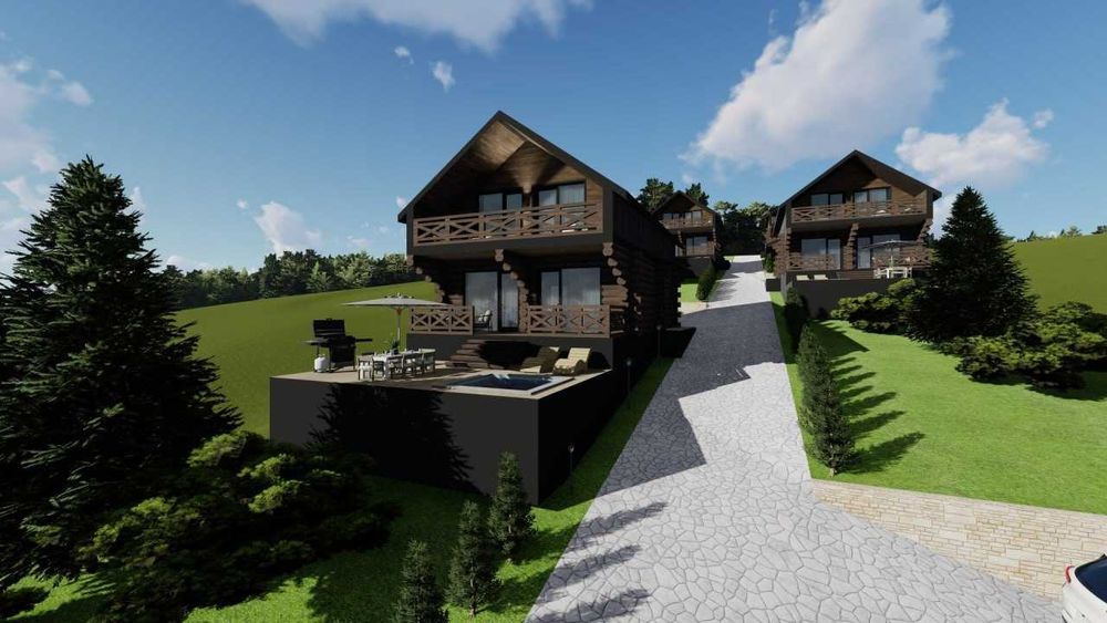 Будиночки в Микуличині — дикий зруб