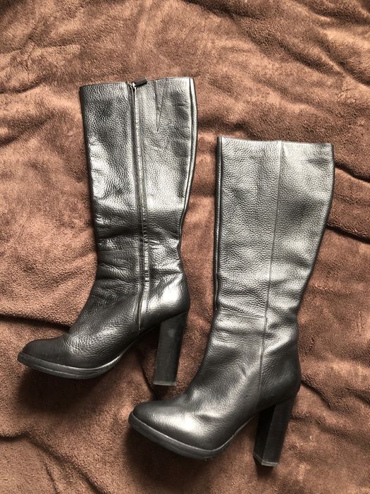 Czarne Skórzane kozaki Reserved 39 5,5 stan bardzo dobry słupek 10,5