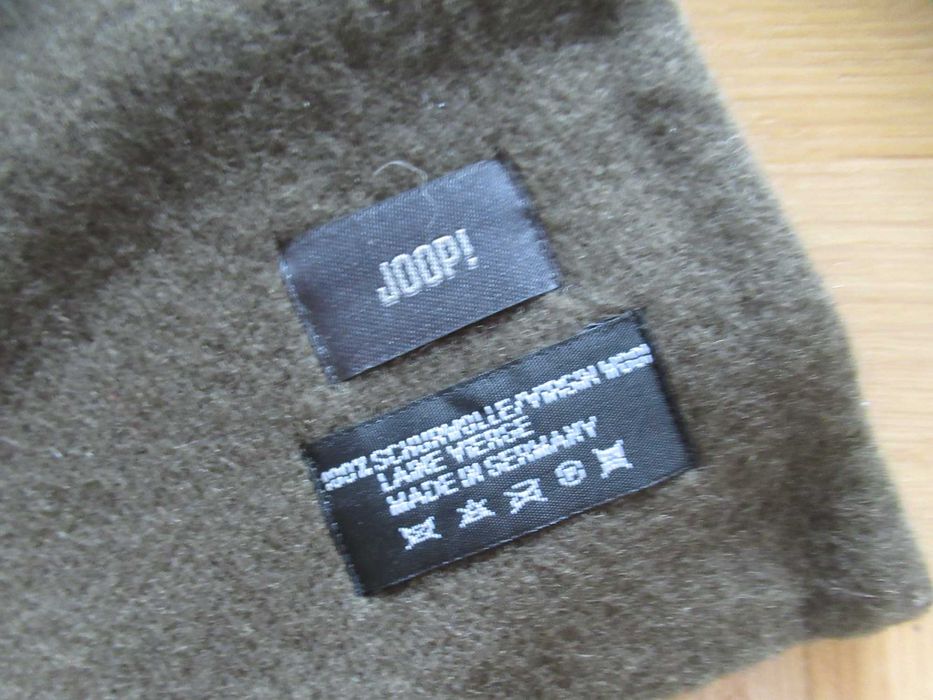 Joop! szalik khaki 100% wełna zielony 26 x 157 cm
