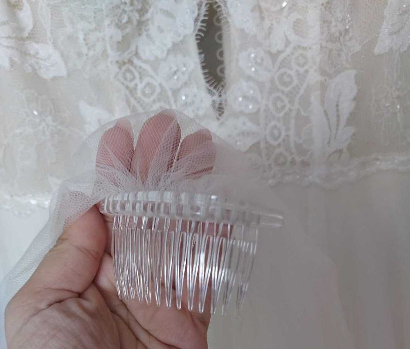 Suknia ślubna,  welon, etola slubna NOWA, futerko