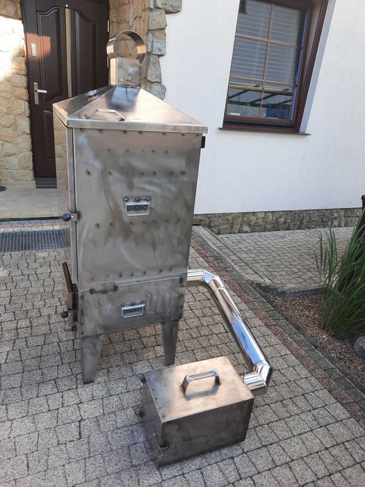 Wędzarnia ogrodowa ze stali  nierdzewnej - dwa paleniska - Nowość