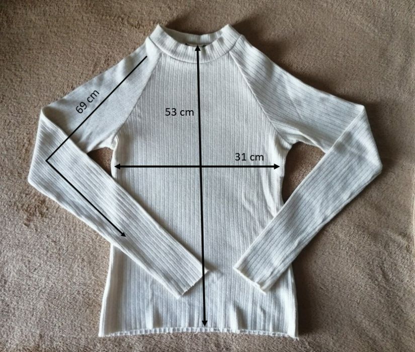 Camisola de malha elástica beje e dourada (tamanho XS)- PORTES GRÁTIS