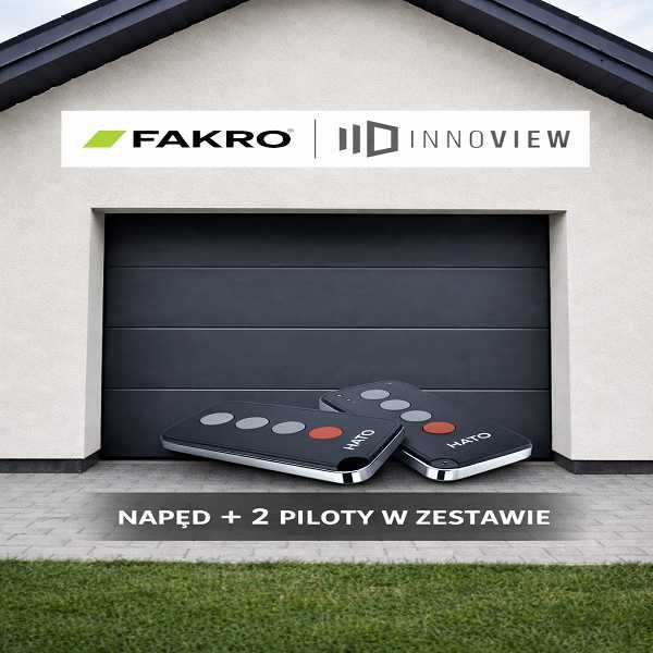 Brama Fakro 3000X2500 antracyt garażowa segmentowa Hato 2xpilot