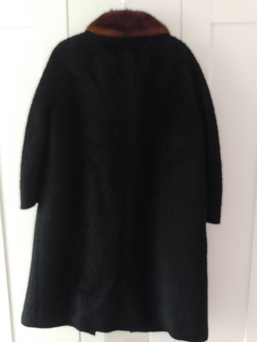 Palto płaszcz damskie kołnierz z norki roz 42 L