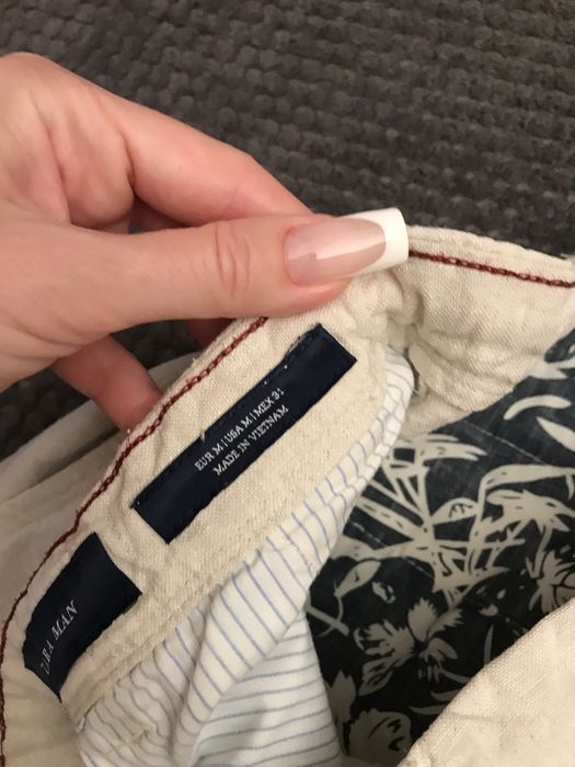 Zara чоловічі брюки льон бежеві і сіроблакитні