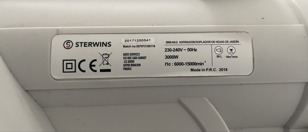 Aspirador soprador de folhas Sternwins