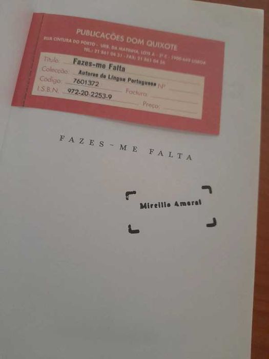 Livro Fazes-me Falta