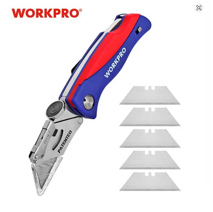 Ніж будівельний Workpro складаний з трапецієподібним лезом