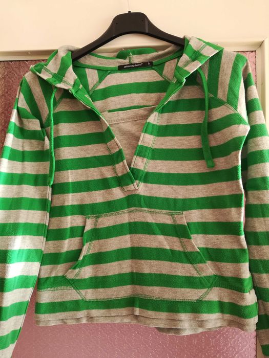 Bluza ATMOSPHERE w paski zielone popielate r 36