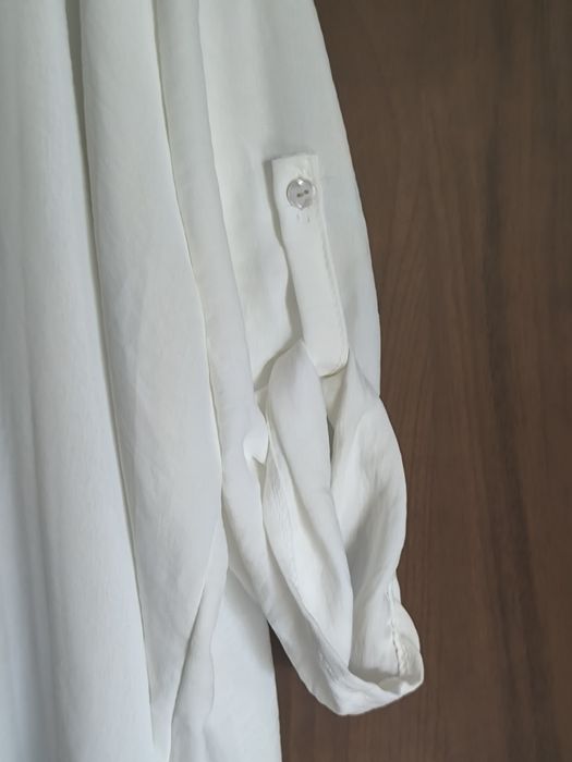 Tunika niegniotek oversize biała rękaw podpinamy