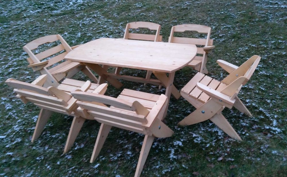 Meble ogrodowe składane, stół i 6 krzeseł, meble ogrodowe drewniane,