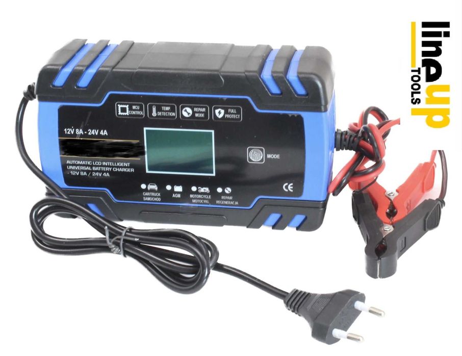 Carregador de Baterias Inteligente LCD Automático - 12V/24V  (Com Iva)