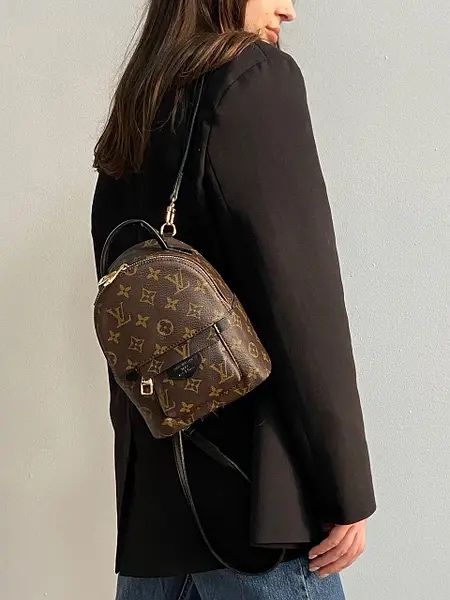 Рюкзак з принтом Louis Vuitton міні коричневий