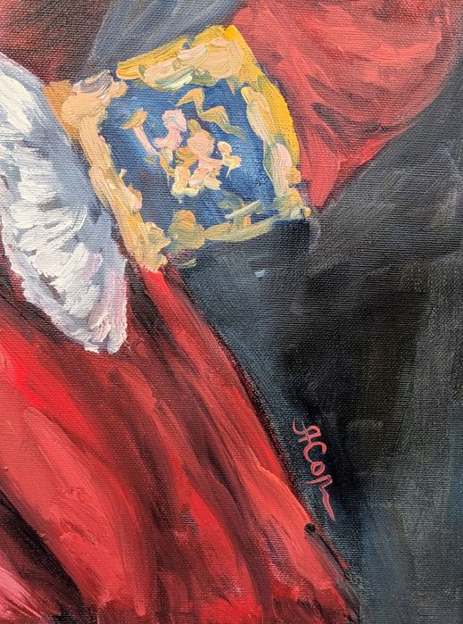 Quadro pintado a óleo, 90x50 cm