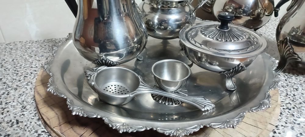 Servico de chá/café, Vintage, NOVO, em aço inox 18-10
