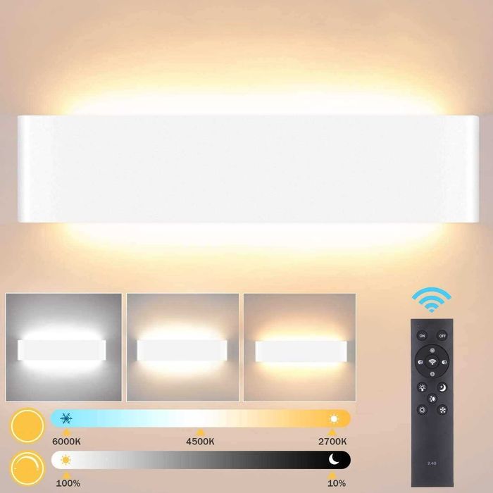 Lightsjoy 28 W, ściemniana lampa ścienna LED z pilotem