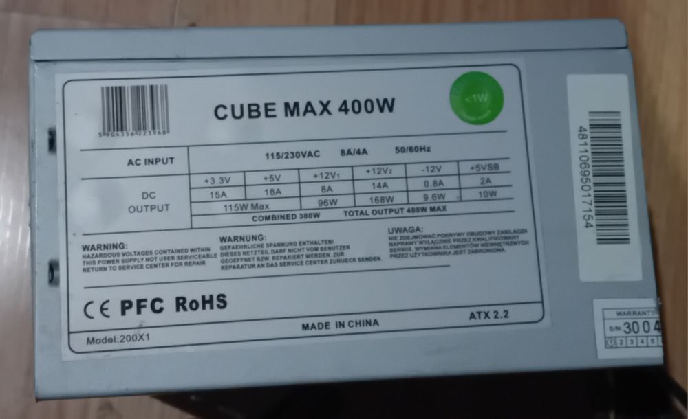 Zasilacz cube max 400w