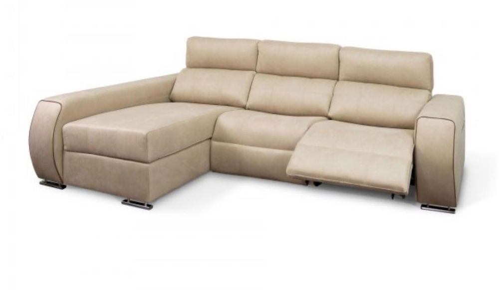 Sofá bege com duas posições relax
