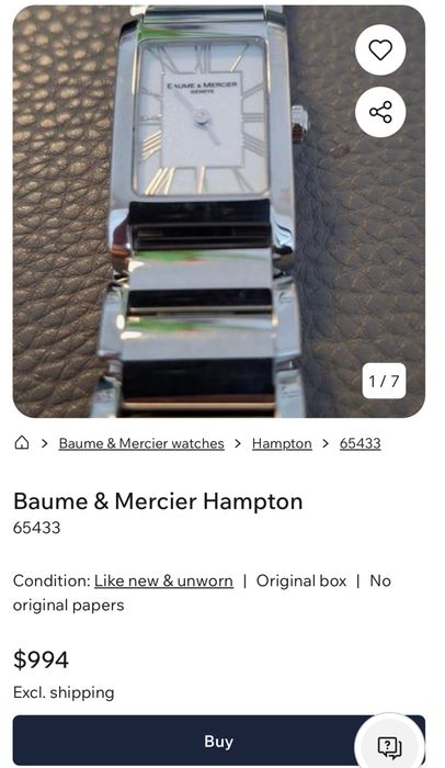 Baume & Mercier ref 65433 часы годинник