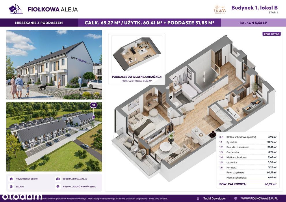 Bezczynszowe + 32m2 poddasze 2m postojowe od Dewelopera Mega !!!