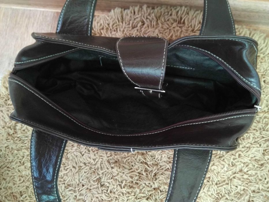 Женская модная коричневая сумка на двух ручках/сумочка/эко-кожа