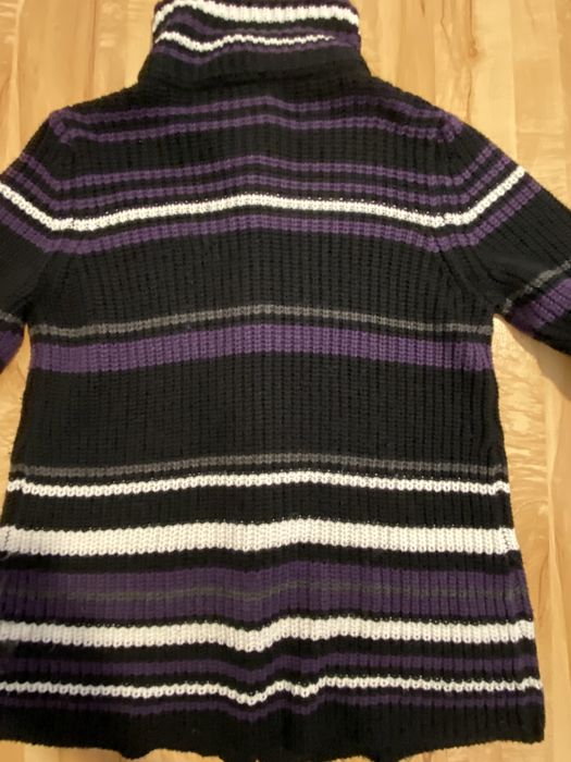 Bpc rozm 44/46 damski długi kardigan w paski na guziki gruby ciepły cz