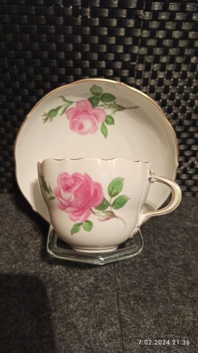 Porcelana MEISSEN DUO kawa Herbata Róża Miśnieńska