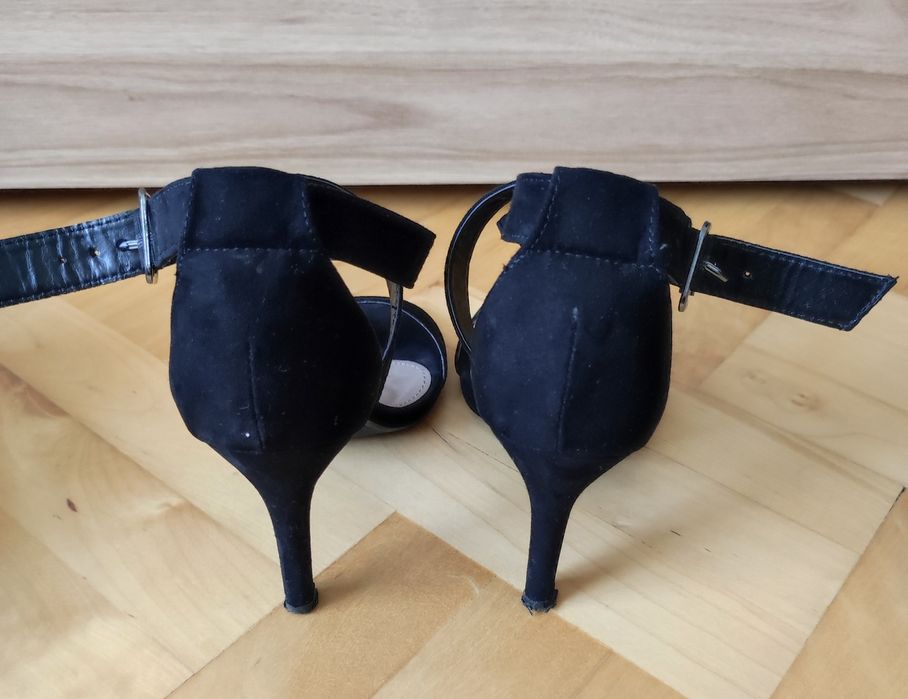 Sandały 37 czarne Jenny Fairy lato zamszowe obcas