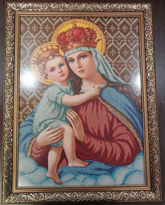 Образ Марія з Ісусом вишитий чеським бісером