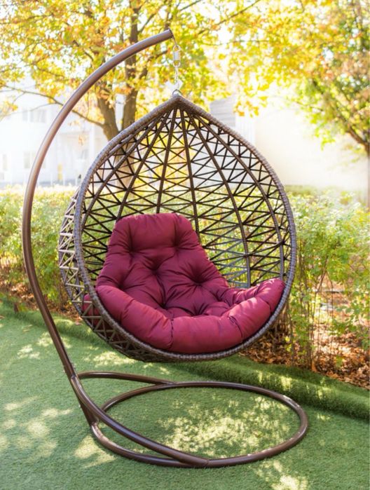 Подвесное кресло качалка. Кокон Качели гамаки из искусственного ротанг