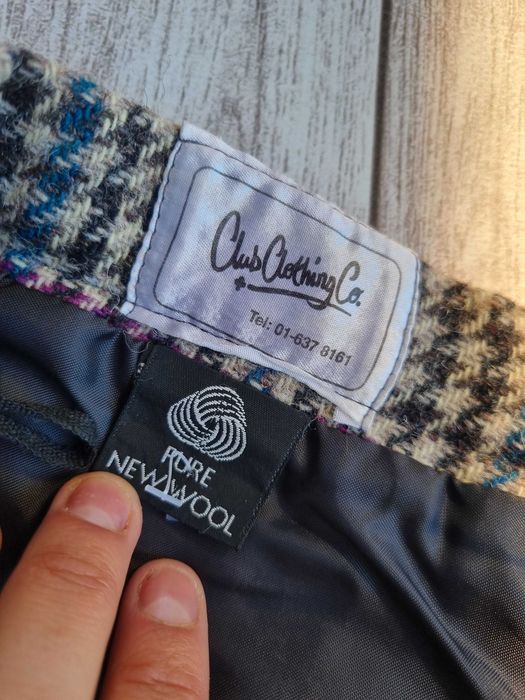 Шерстяная юбка в гусину лапку карандаш классическая