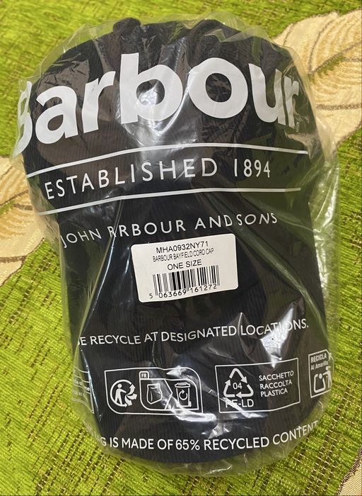 Barbour Bayfield Вельветова Подарункова Бейсболка Оригінал Кепка