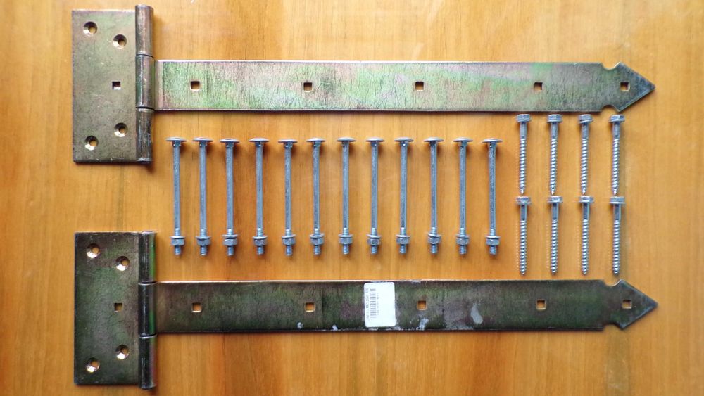 Zawias pasowy drzwiowy ocynkowany 400mm + Śruby, Wkręty