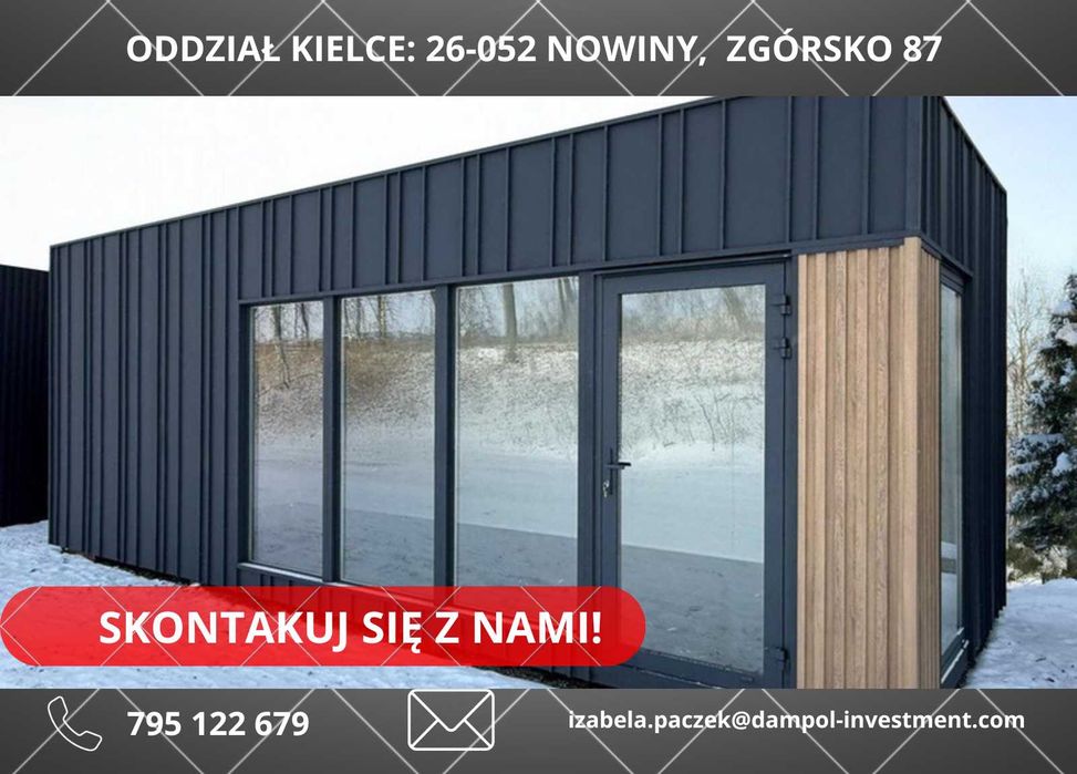 Pawilon/Kontener Handlowy/Biurowy 8x3 całoroczny Płyta PIR - Od ręki