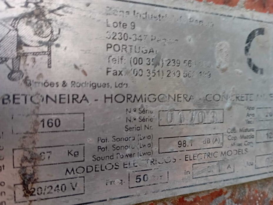 Betoneira 160 litros monofásica