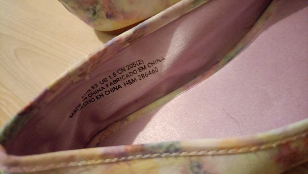 Балетки для дівчинки ,літо H&M .33р.квітковий принт