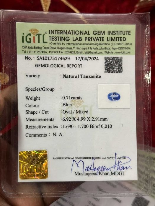 Tanzanity naturalne kalibrowane CERTYFIKAT