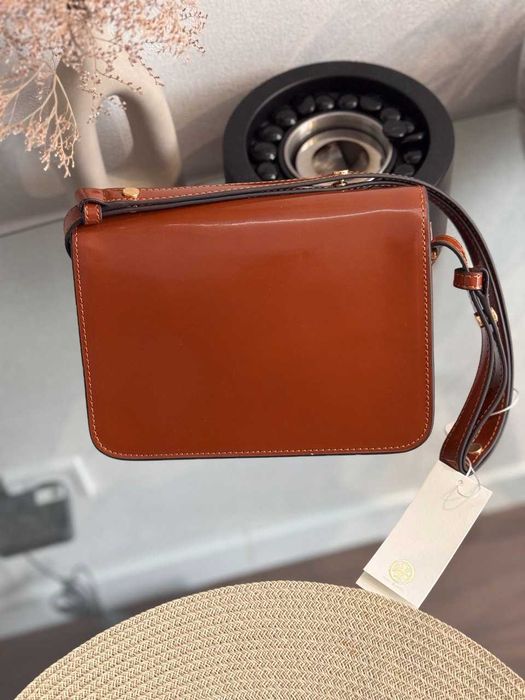 Жіноча сумка Tory Burch ROBINSON SPAZZOLATO коричнева.(Оригінал)