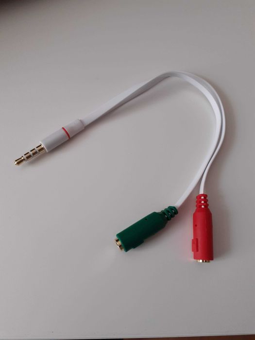 (NOVO) Cabo Áudio Jack 3,5/M 4 PINOS > 2x Jack 3,5/F 3 PINOS