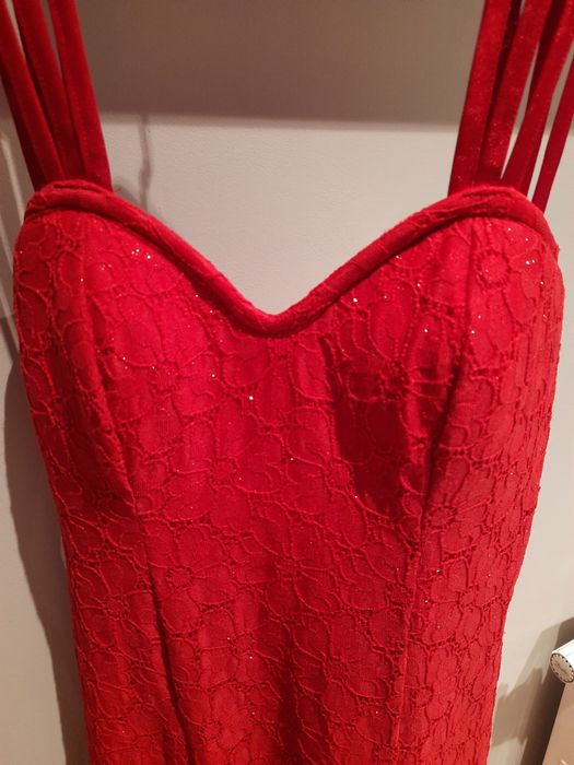 Sukienka czerwona długa na wesele r.36