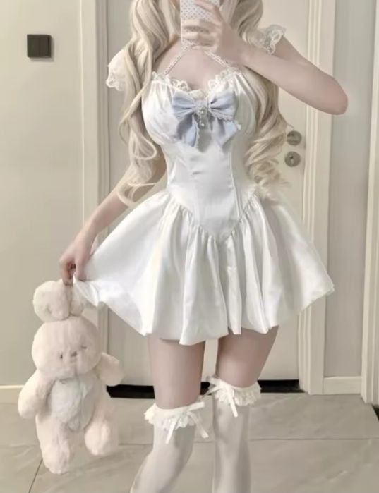 Sukienka mini z kokardą lolita harajuku cos