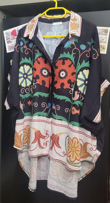 Koszula len folk, boho, hippie, Lniana koszula folk