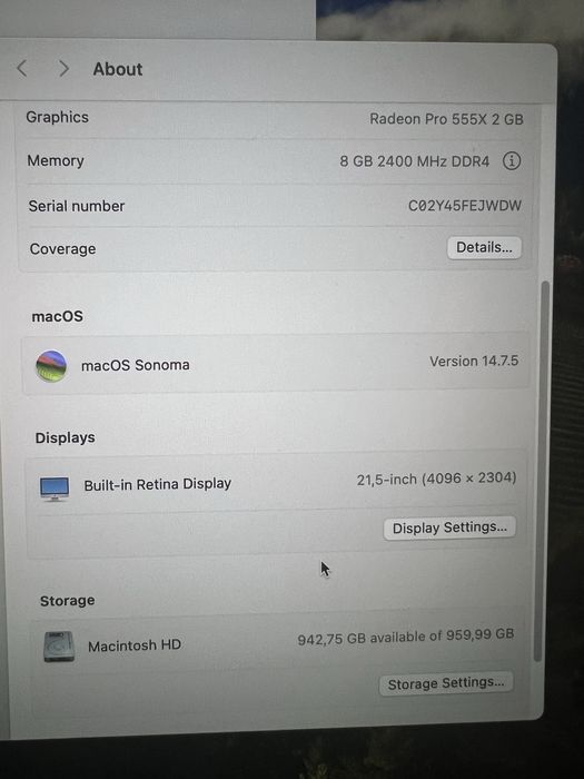 I mac 21,5 Built in Retina