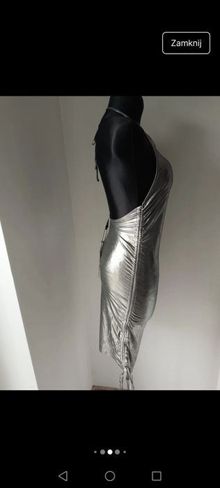 Sukienka długa srebna wieczorowa elegancka Vintage boho romantic Basic