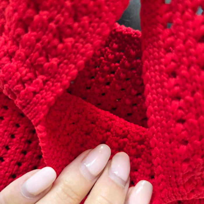 Viralowa czerwona ażurowa torba shopper handmade B-DayGift  mała/modna/pojemna