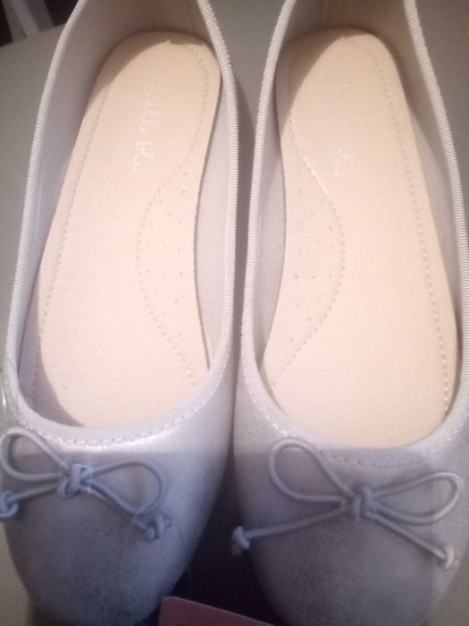 Piękne baleriny Nelly blue srebrne metaliczne nowe metki 36