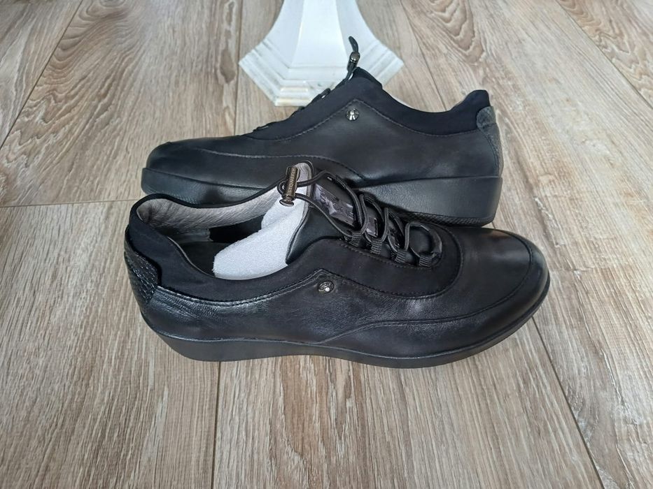 Czarne skórzane adidasy sneakersy damskie Stonefly rozm 39.